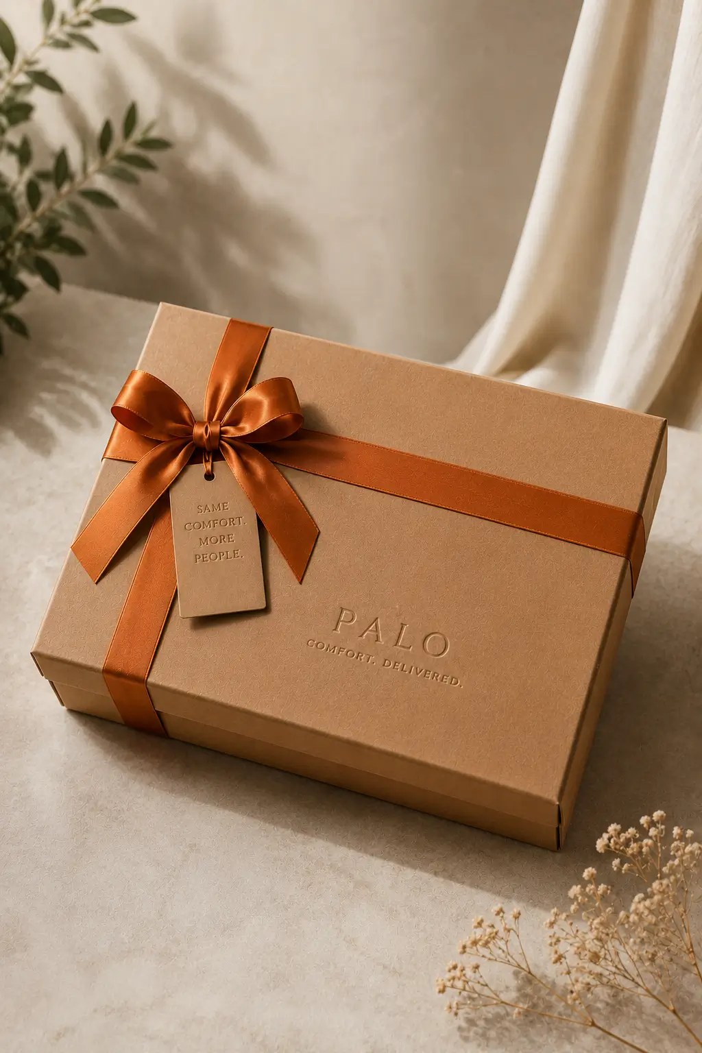 A PALO gift box with a printed sleeve ready for branding